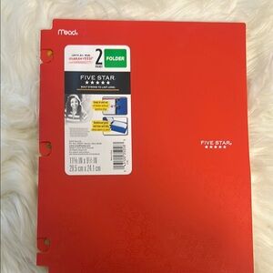 Five Star Red 2-Pocket Folder